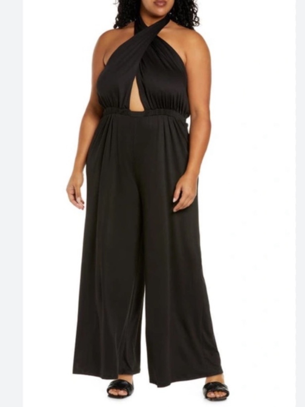 Fourteenth Place Medium Holly Crisscross Halter Neck Cutout Black Jumpsuit